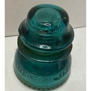 Hemingray Vintage Glass Insulator No 42 Aqua Blue Drip‎ Point Made in USA 4in
